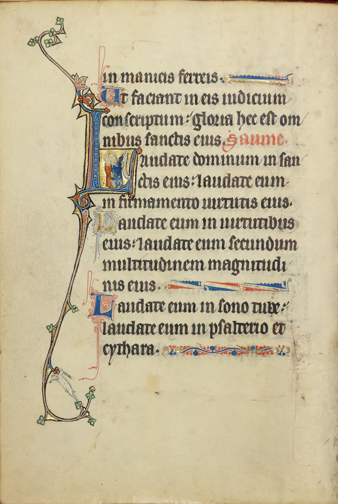 Unknown:Initial L: Two Women Holding Scrolls, Poster Print Wall Art