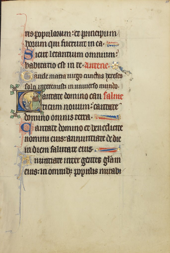 Unknown:Initial C: A Monk, possibly Franciscan, Preaching fr, Poster Print Wall Art