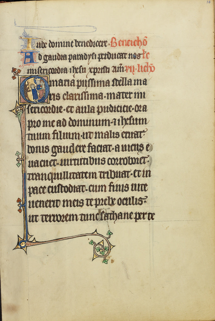 Unknown:Initial O: A Young Man and a Devil before the Virgin, Poster Print Wall Art