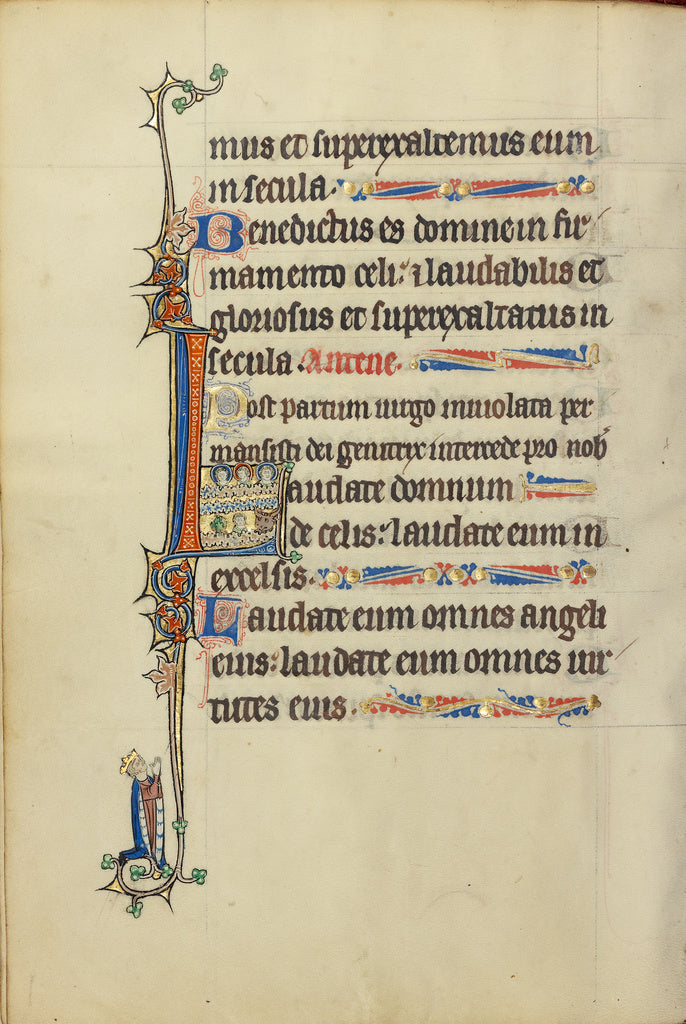 Unknown:Initial L: Three Nimbed Heads, a Head of a Man, and , Poster Print Wall Art