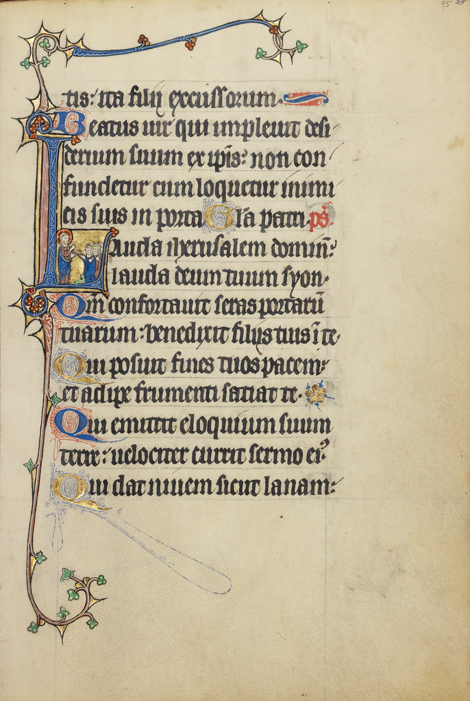 Unknown:Initial L: Christ Speaking to Four Men, Poster Print Wall Art