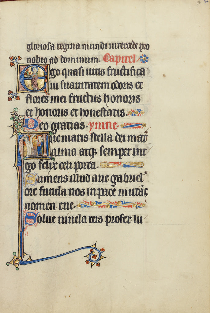 Unknown:Initial E: A Female Saint (Mary?) with a Book and Fl,16x12