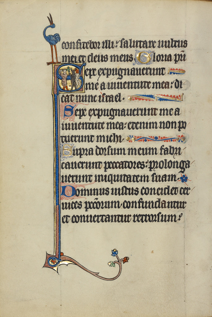 Unknown:Initial S: A Man with a Cross Chasing Away Two Devil, Poster Print Wall Art