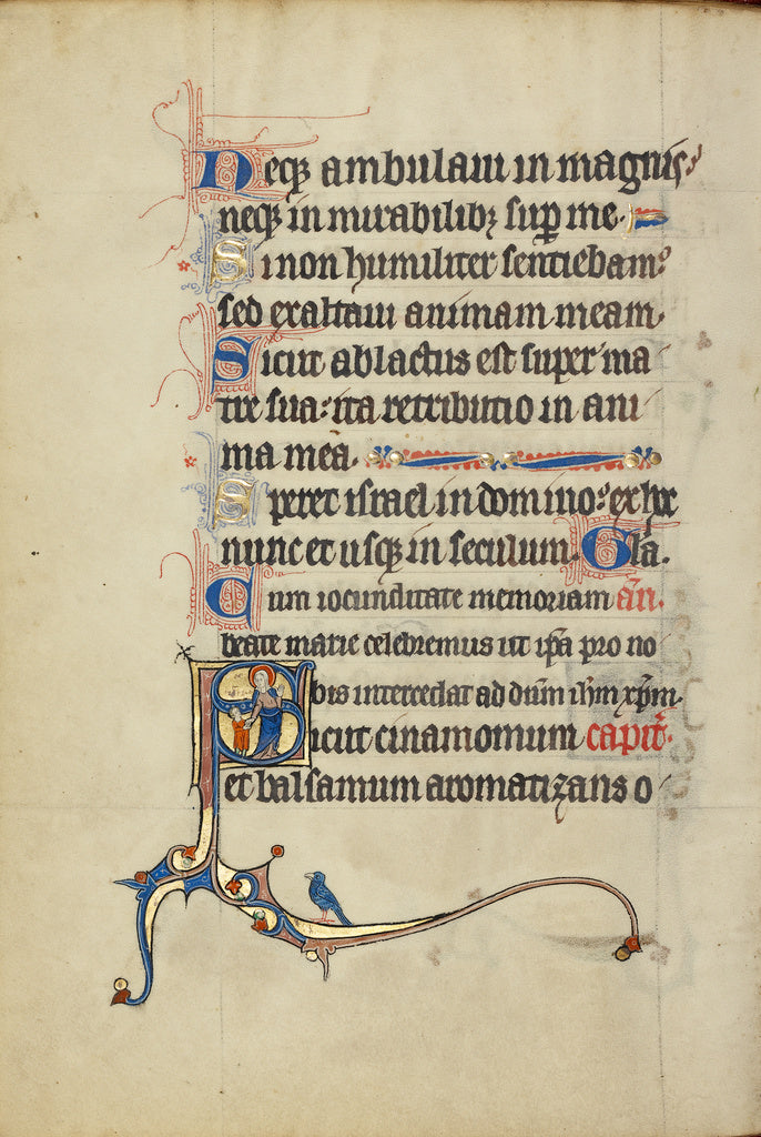 Unknown:Initial S: A Nimbed Woman Leading a Boy by the Hand, Poster Print Wall Art
