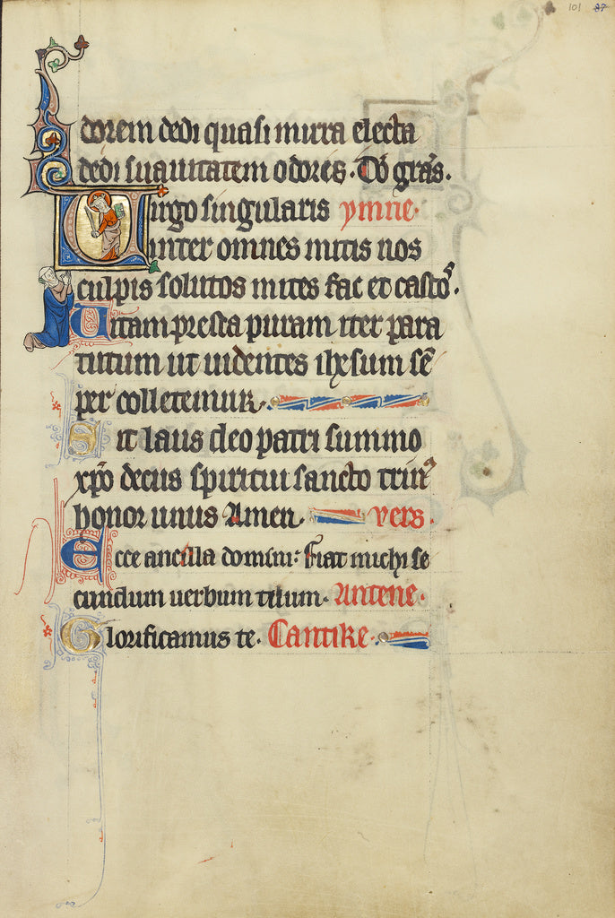 Unknown:Initial V: A Crowned Female Saint with a Book and a , Poster Print Wall Art