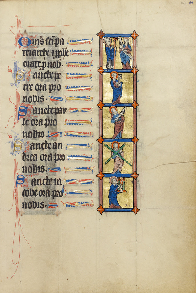 Unknown Artist:A Nimbed Bishop with a Staff and a Prophet; Saint Pe, Poster Print Wall Art