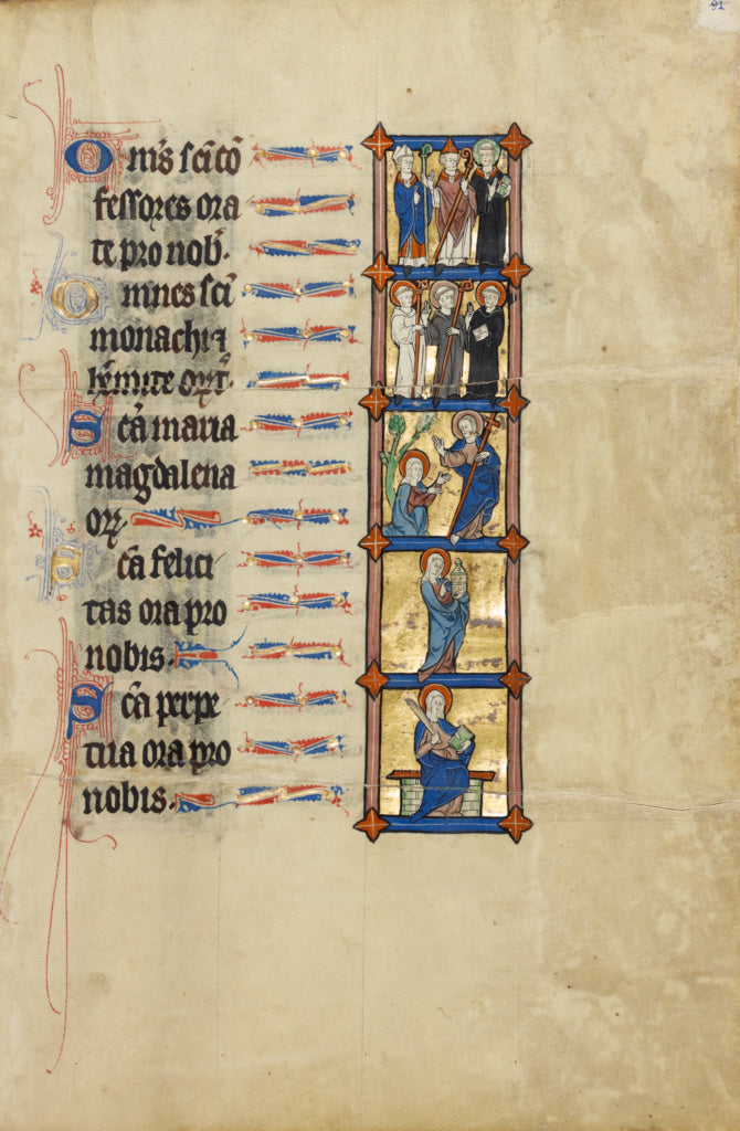 Unknown:Two Bishops and a Nimbed Priest; Two Nimbed Abbots a, Poster Print Wall Art