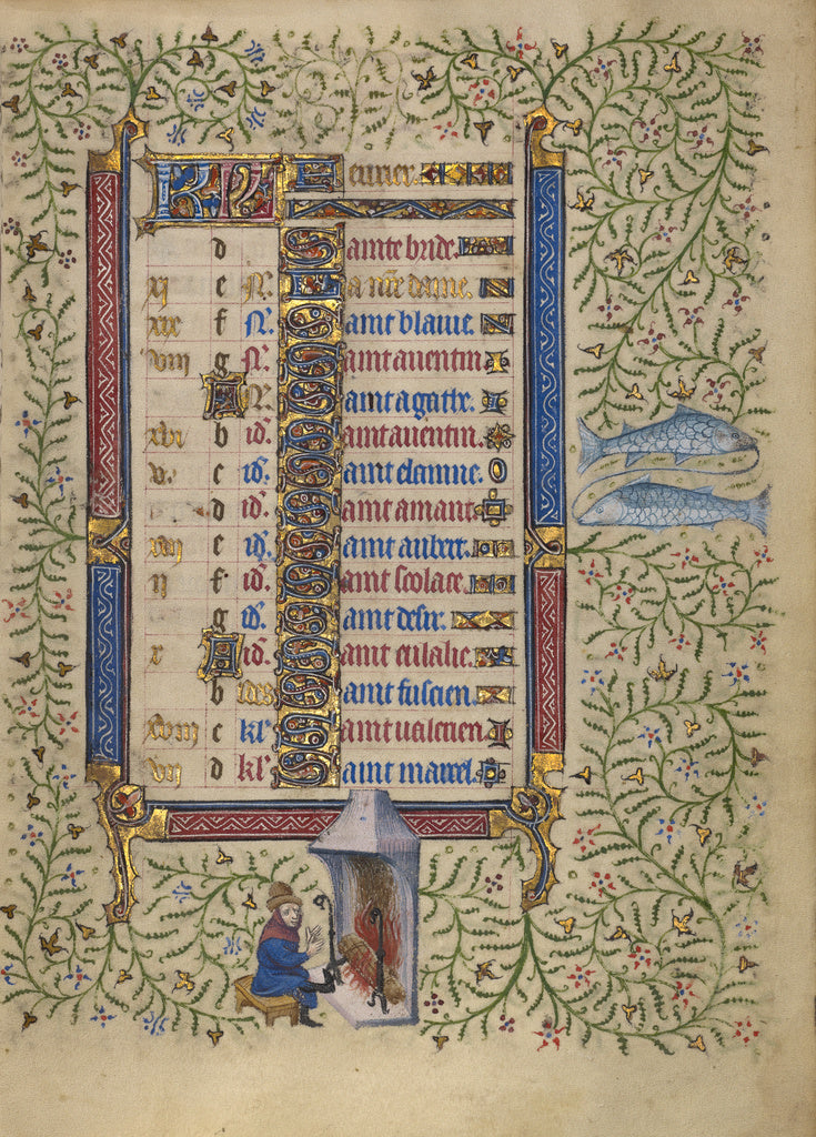 Egerton MasterFollower of the:Calendar Page for February; Ke, Poster Print Wall Art