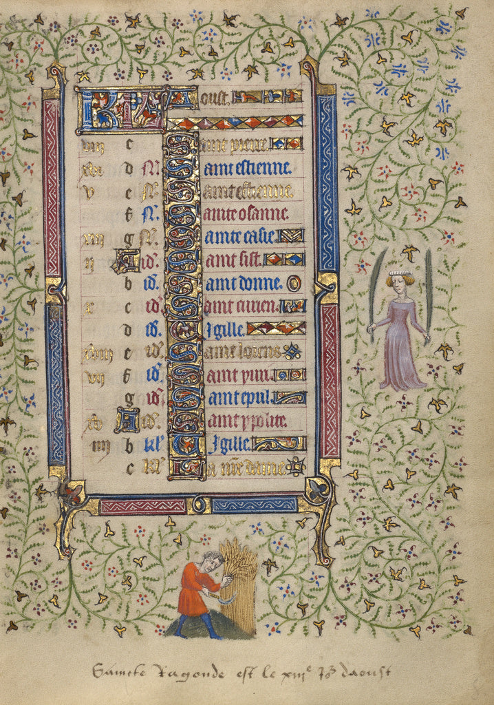 Egerton MasterFollower of the:Calendar Page for August; Reap, Poster Print Wall Art