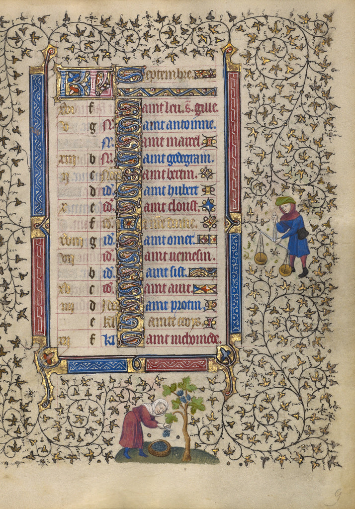 Egerton MasterFollower of the:Calendar Page for September; H, Poster Print Wall Art