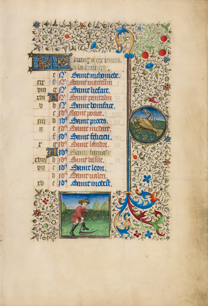 Bedford MasterWorkshop of the:June Calendar Page; Mowing; Ca, Poster Print Wall Art