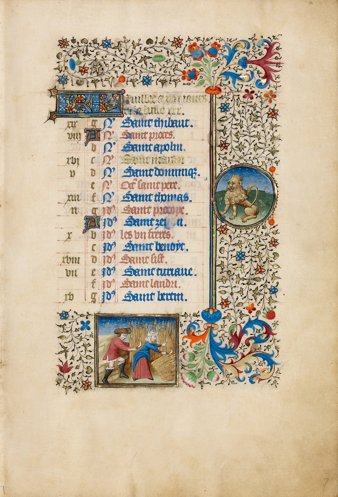 Bedford MasterWorkshop of the:July Calendar Page; Reaping; L, Poster Print Wall Art