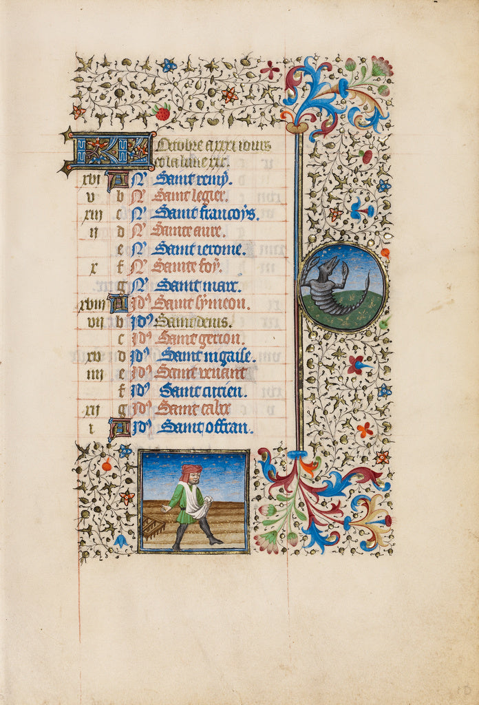 Bedford MasterWorkshop of the:October Calendar Page; Sowing;, Poster Print Wall Art
