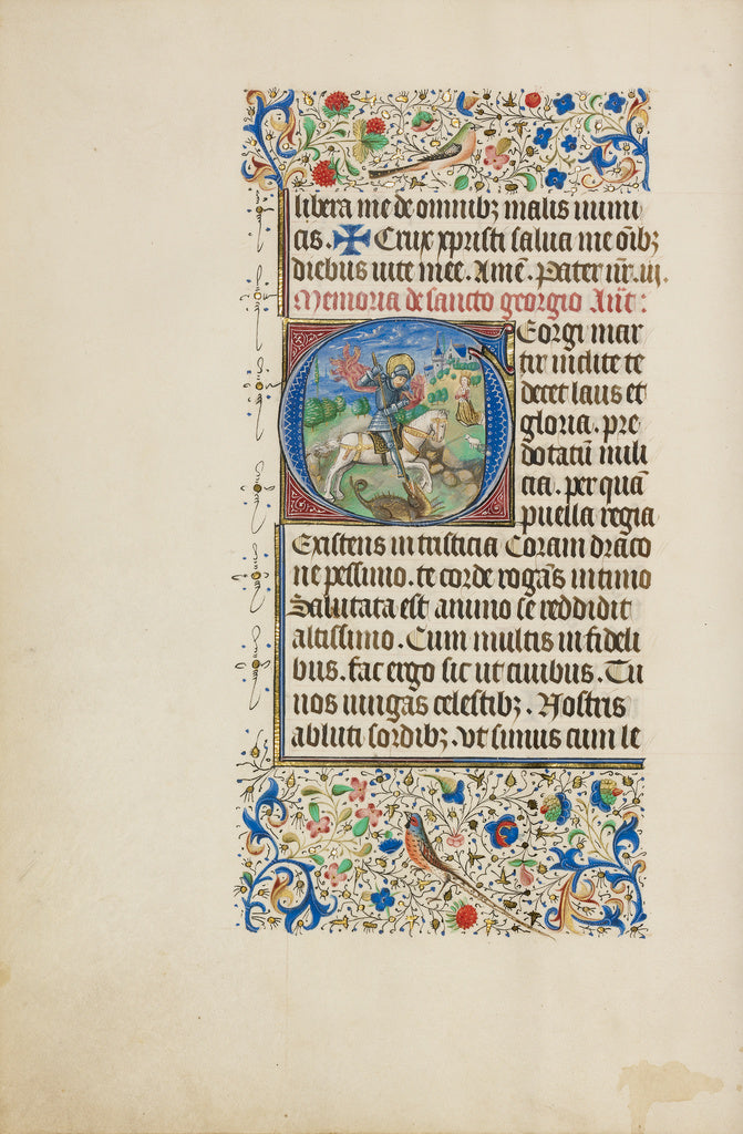 Master of the Llangattock Hours:Initial G: Saint George and , Poster Print Wall Art