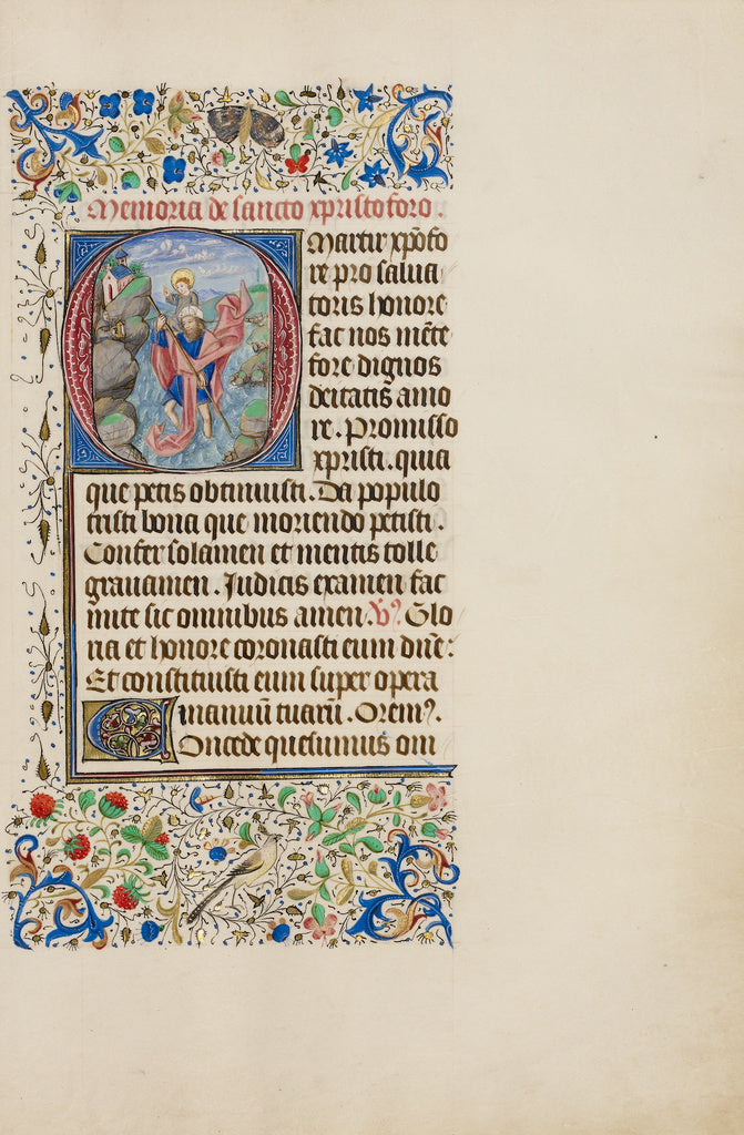 Master of the Llangattock Hours:Initial O: Saint Christopher, Poster Print Wall Art