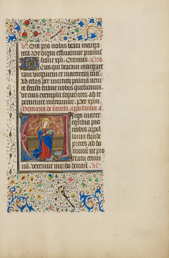 Master of the Llangattock Hours:Initial V: Saint Apollonia w, Poster Print Wall Art