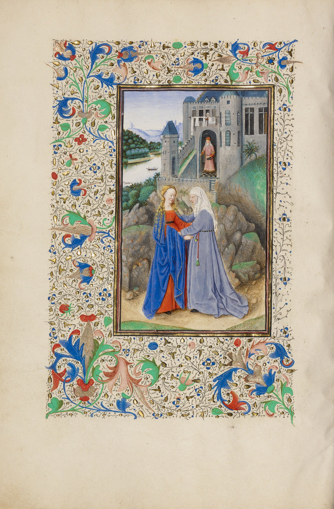 Master of the Llangattock Hours:The Visitation, Poster Print Wall Art