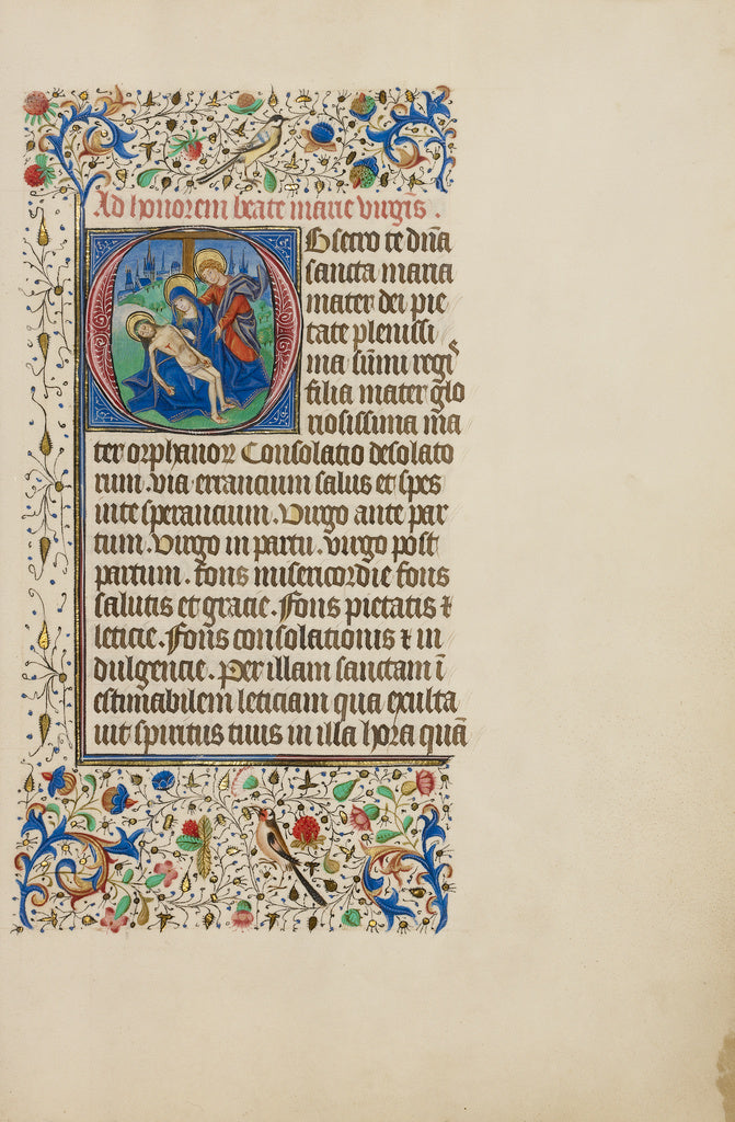 Master of the Llangattock Hours:Initial O: The Pietà with S, Poster Print Wall Art