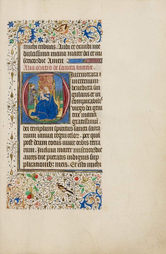 Master of the Llangattock Hours:Initial O: The Virgin and Ch, Poster Print Wall Art