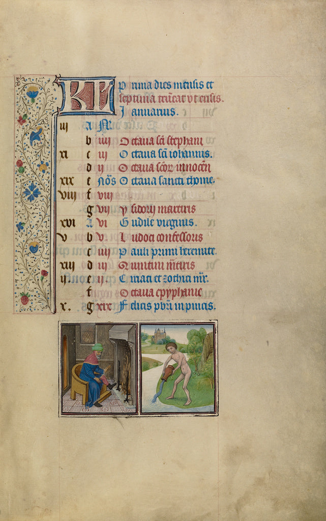Willem VrelantWorkshop of:January Calendar Page; Keeping War, Poster Print Wall Art