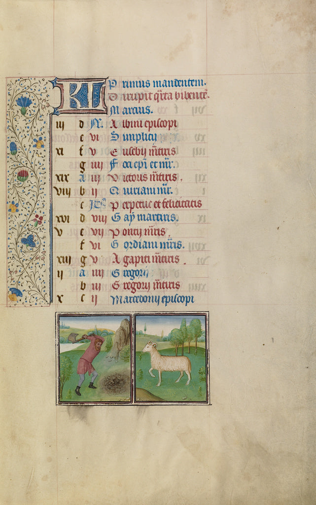 Willem VrelantWorkshop of:March Calendar Page; Working in a ,16x12