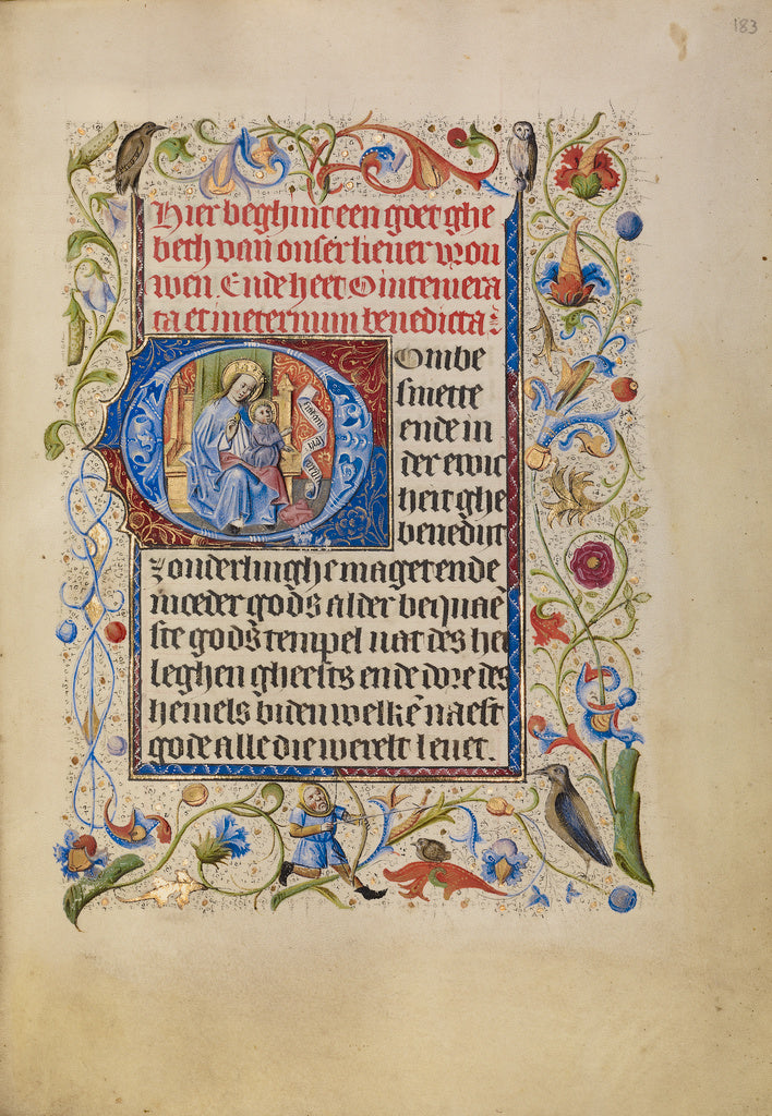 Unknown:Initial O: The Virgin and Child Enthroned, Poster Print Wall Art