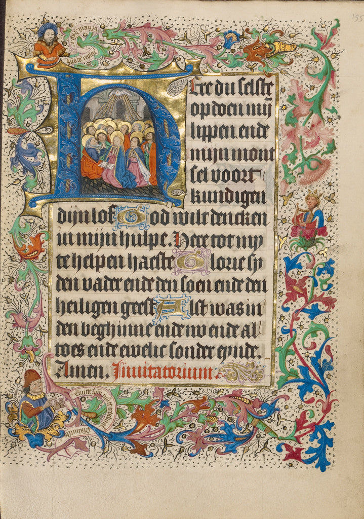 Master of Evert Zoudenbalch:Initial H: Pentecost, Poster Print Wall Art