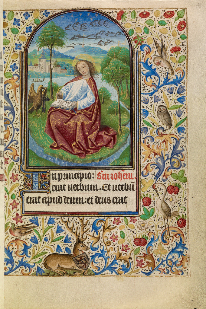 Master of Jacques of Luxembourg:Saint John on Patmos, Poster Print Wall Art