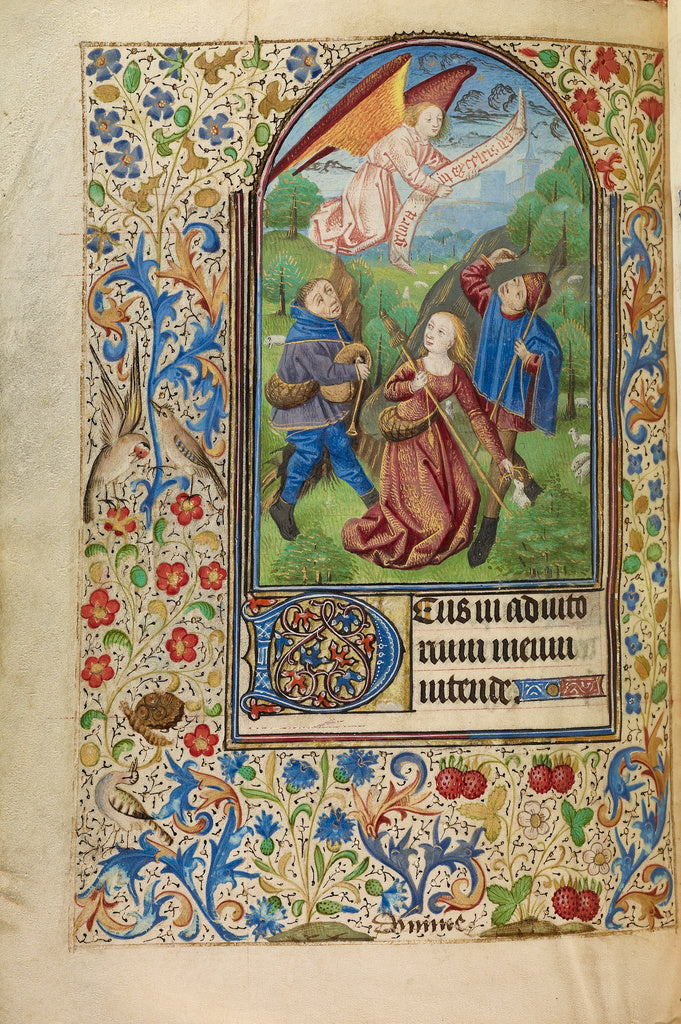 Master of Jacques of Luxembourg:The Annunciation to the Shep, Poster Print Wall Art