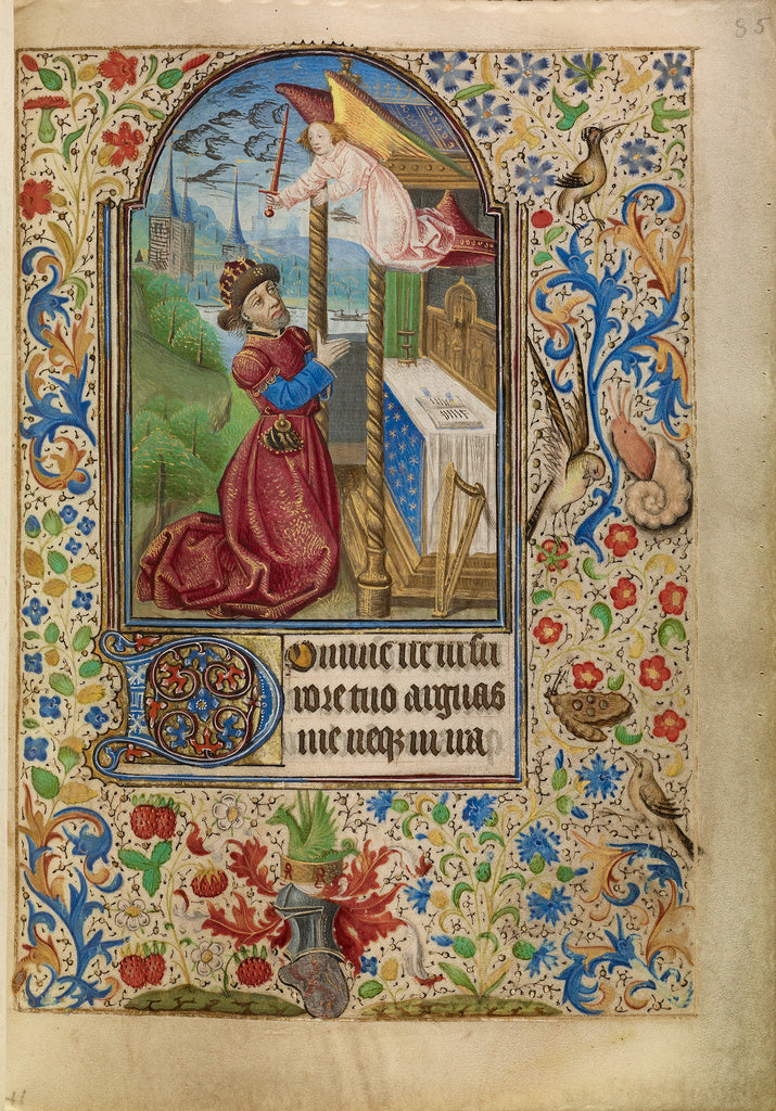 Master of Jacques of Luxembourg:David in Prayer, Poster Print Wall Art