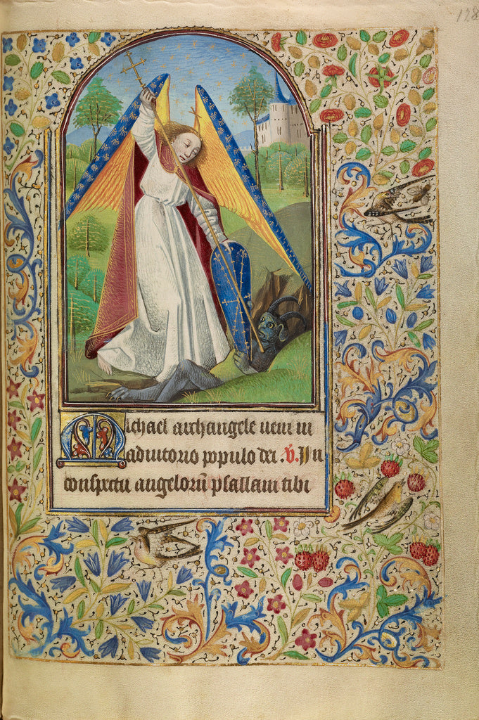 Master of Jacques of Luxembourg:Saint Michael Battling the D, Poster Print Wall Art