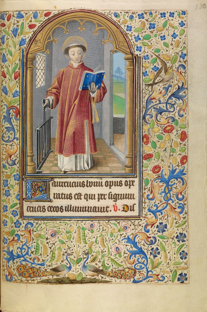Master of Jacques of Luxembourg:Saint Lawrence with a Book a, Poster Print Wall Art