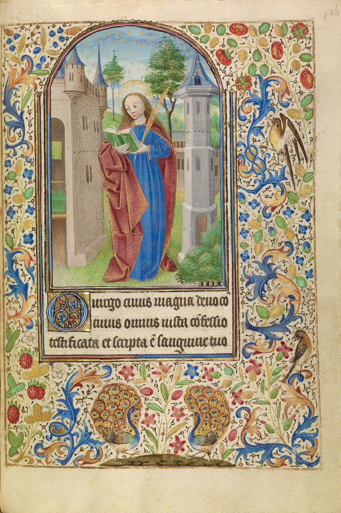 Master of Jacques of Luxembourg:Saint Barbara with a Book an, Poster Print Wall Art