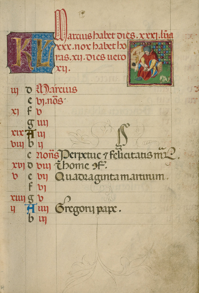 Unknown:March Calendar Page; Tending Feet, Poster Print Wall Art