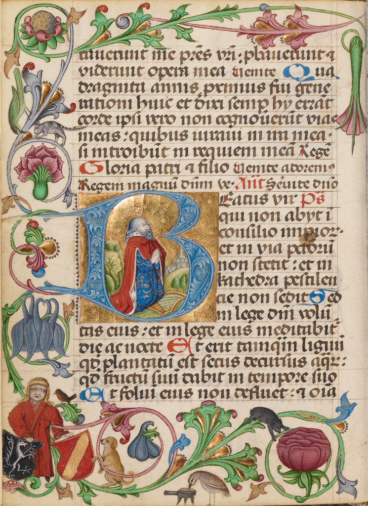 Ulrich SchreierProbably Workshop of:Initial B: David in Pray, Poster Print Wall Art
