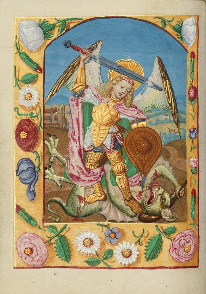 Unknown:Saint Michael and the Dragon, Poster Print Wall Art