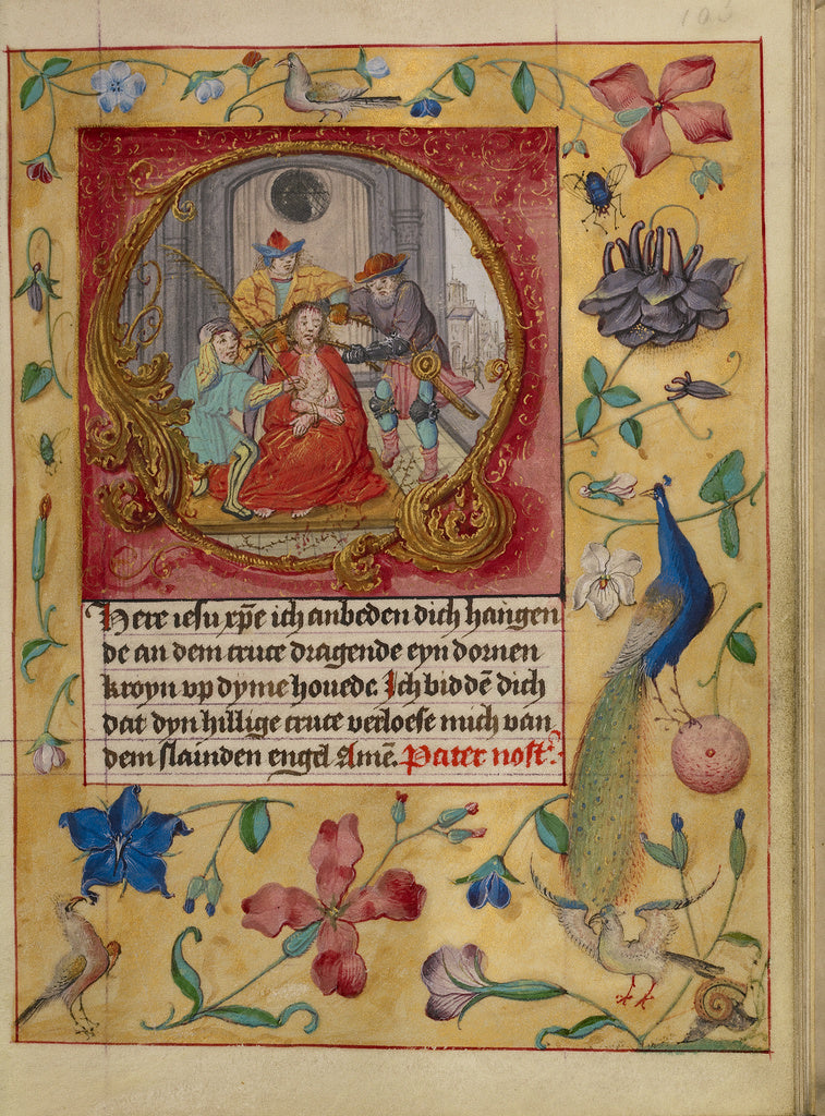 Gerard HorenboutWorkshop of:Initial O: The Crowning with Tho, Poster Print Wall Art