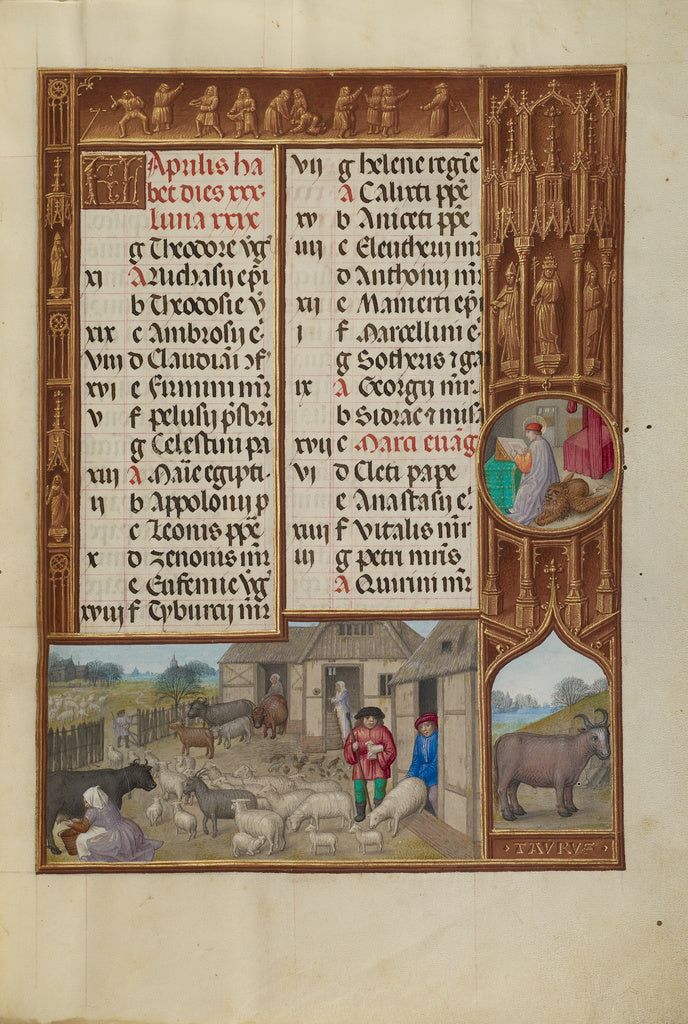Master of James IV of ScotlandWorkshop of the:April Calendar, Poster Print Wall Art