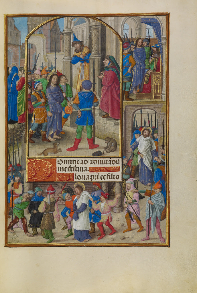 Master of the Dresden Prayer Book:Christ before Caiaphas, Poster Print Wall Art