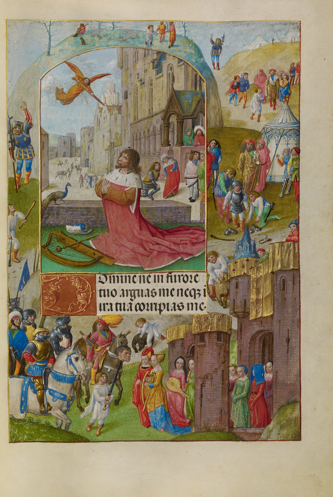 Master of the Lübeck Bible:David in Prayer, Poster Print Wall Art