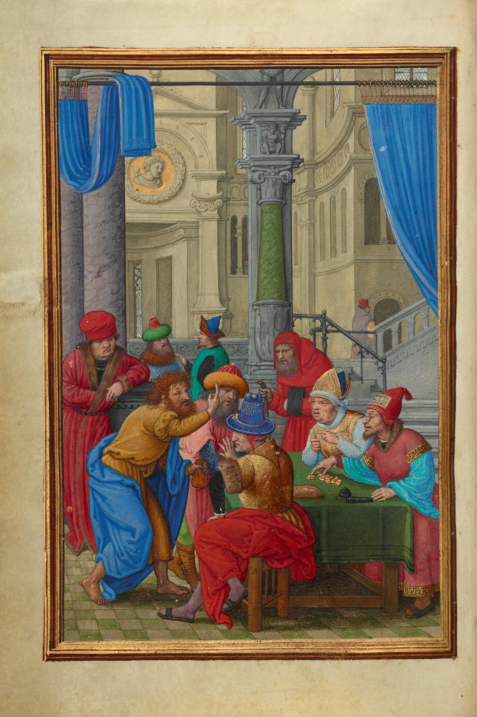 Simon Bening:Judas Receiving the Thirty Pieces of Silver, Poster Print Wall Art