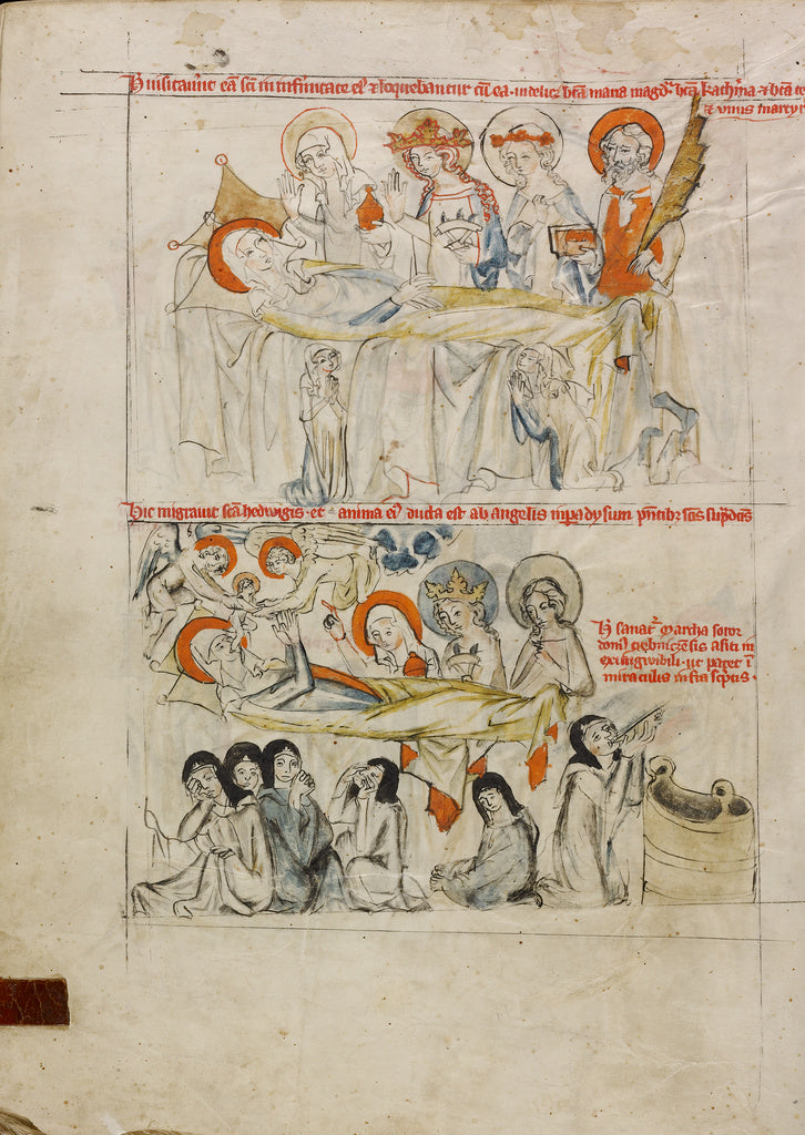 Unknown maker:Saint Hedwig on Her Sickbed Surrounded by Sain, Poster Print Wall Art