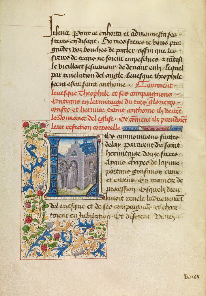 Master of the Brussels Romuléon or workshop:Initial L: Sain, Poster Print Wall Art