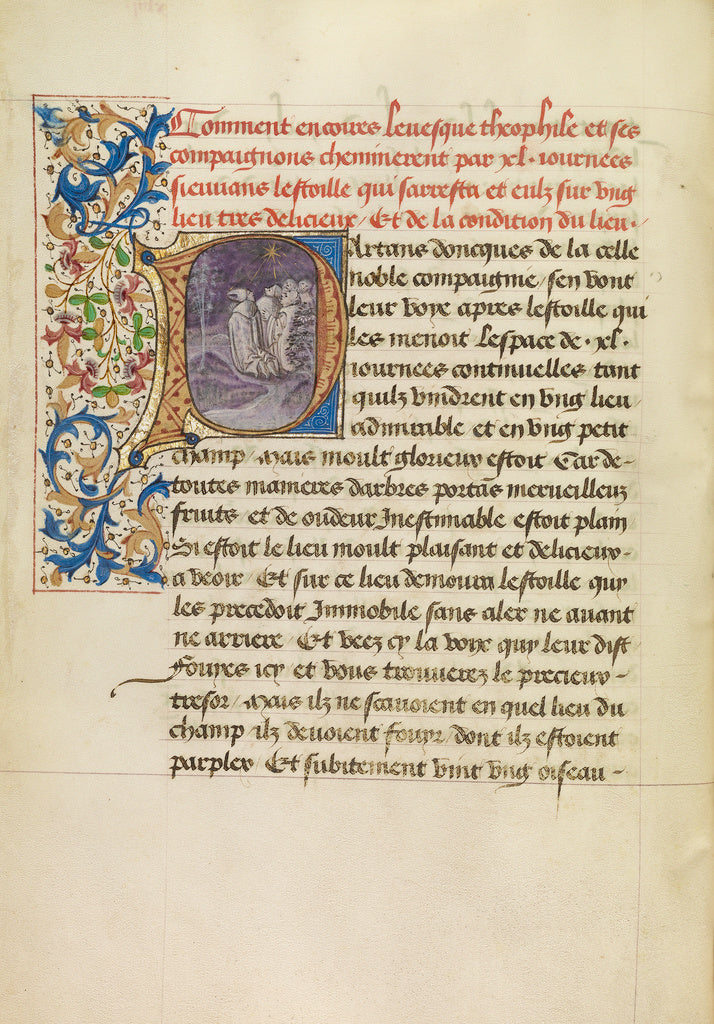 Master of the Brussels Romuléon or workshop:Initial P: Bish, Poster Print Wall Art