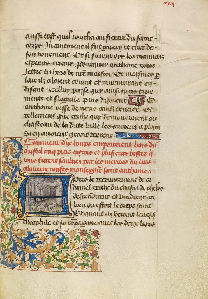 Master of the Brussels Romuléon or workshop:Initial A: Sain, Poster Print Wall Art