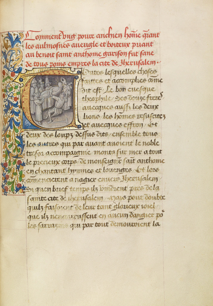 Master of the Brussels Romuléon or workshop:Initial T: The , Poster Print Wall Art