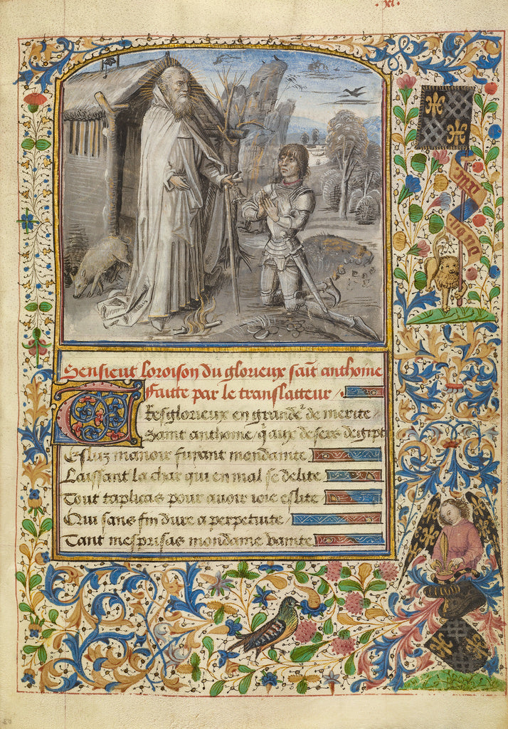 Dreux Jean:A Young Knight in Armor Kneeling in Prayer before, Poster Print Wall Art
