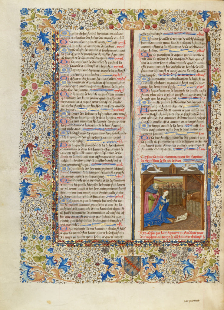 Master of the Oxford Hours:The Adoration of the Christ Child, Poster Print Wall Art