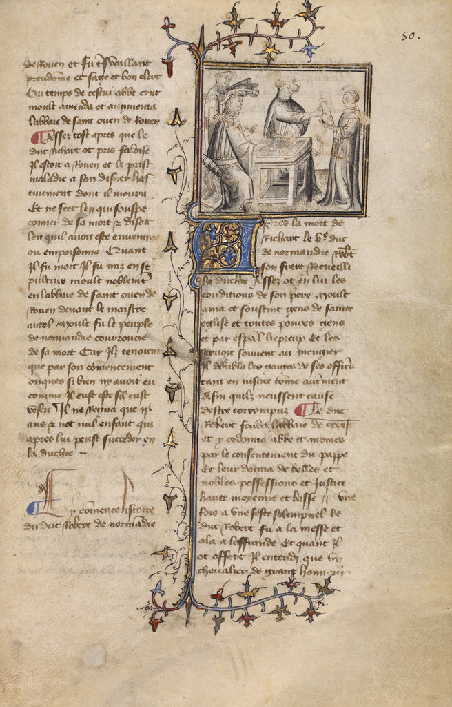Unknown:Robert I and a Presentation of a Hawk, Poster Print Wall Art