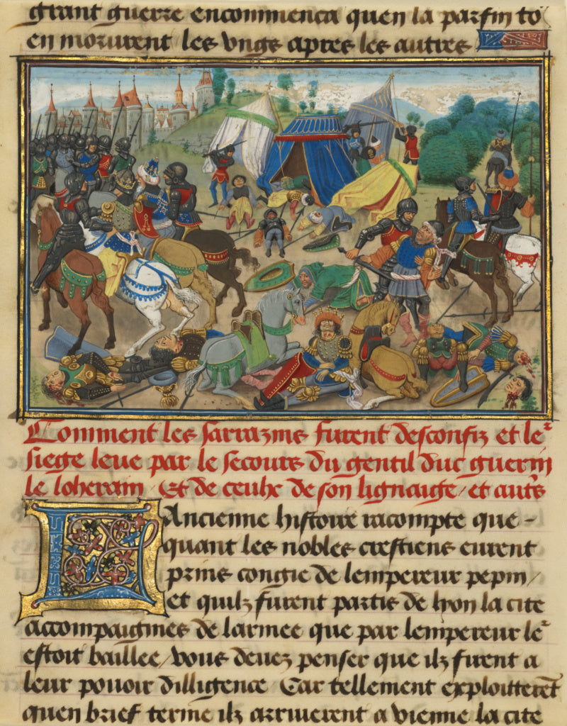 Loyset Liédet:Guerin de Lorraine Freeing Vienne from the Sa, Poster Print Wall Art